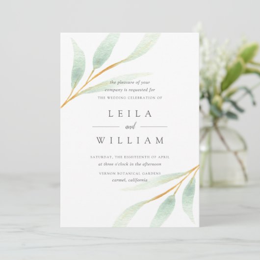 Airy Botanical | huwelijksuitnodiging Kaart (Staand voorkant)