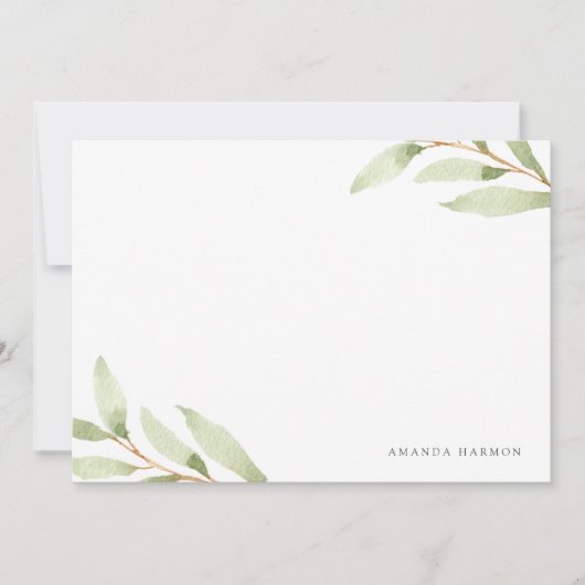 Airy Botanical Personalized Stationery Flat Notitiekaartje (Voorkant)