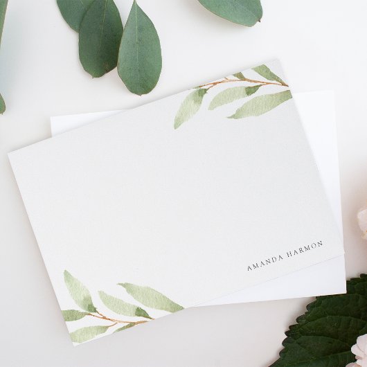 Airy Botanical Personalized Stationery Flat Notitiekaartje
