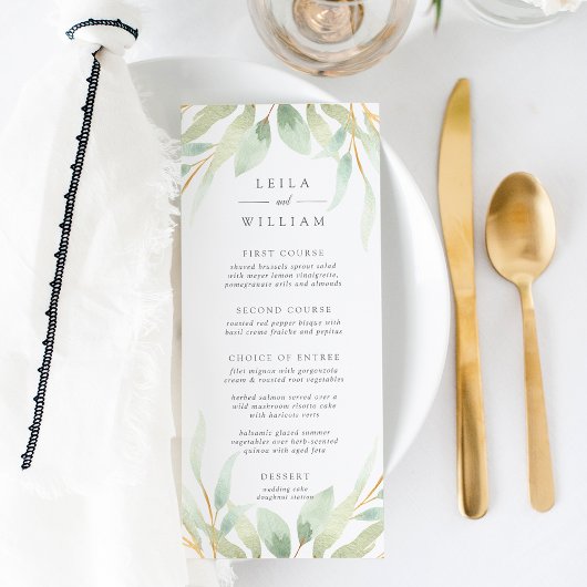 Airy Botanical Wedding Menu Kaart