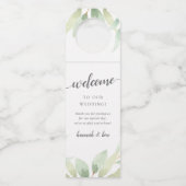 Airy Botanical Wedding Welkom Flessenhanger (Voorkant)
