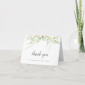 Airy Botanisch | Groene Aquarel Bladeren Bedankkaart (Voorkant)