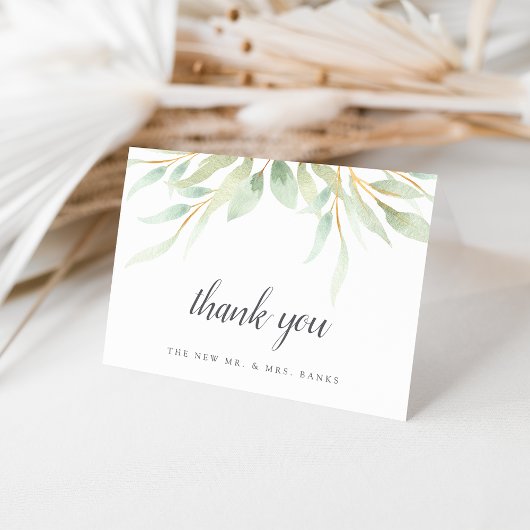 Airy Botanisch | Groene Aquarel Bladeren Bedankkaart
