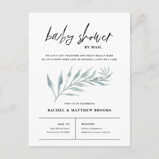 Airy Branch Baby shower per Mail Invitation Feestdagenkaart (Voorkant)
