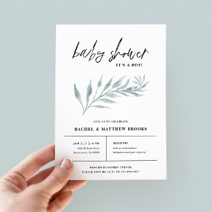 Airy Branch Boy Baby shower Kaart