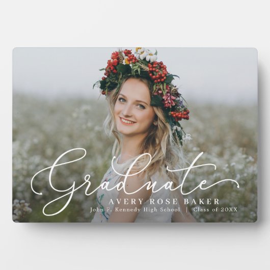 Airy Elegance EDITABLE COLOOR Afstuderen Plaque Fotoplaat (voorkant)