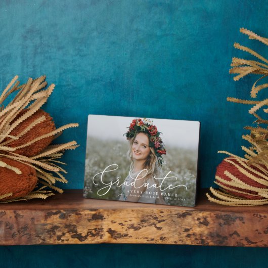 Airy Elegance EDITABLE COLOOR Afstuderen Plaque Fotoplaat (Zijkant)