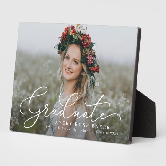 Airy Elegance EDITABLE COLOOR Afstuderen Plaque Fotoplaat (Zijkant)