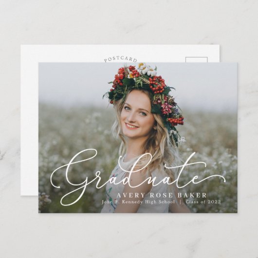 Airy Elegance EDITABLE COLOR Afstuderen Briefkaart (Voorkant / Achterkant)