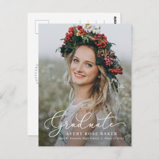 Airy Elegance EDITABLE COLOR Afstuderen Briefkaart (Voorkant / Achterkant)