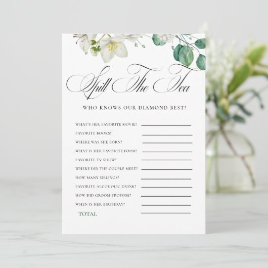 Airy Eucalyptus Greenery Boho Rustic Bridal Shower Kaart (Staand voorkant)