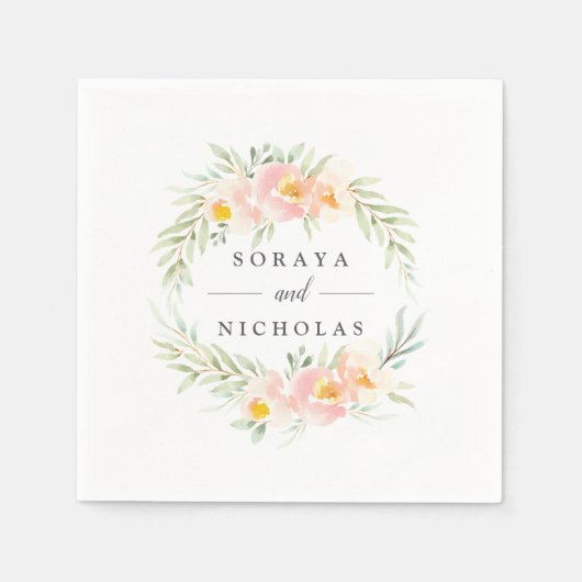 Airy Floral | Aangepaste bruiloft Servet (Voorkant)