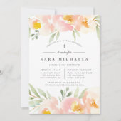 Airy Floral Baptism of Christening Invitation Kaart (Voorkant)