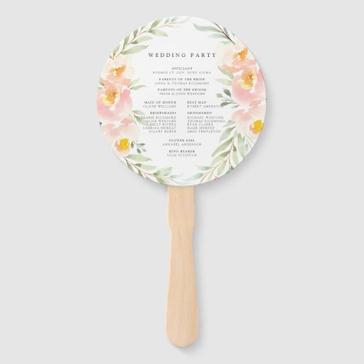 Airy Floral bruiloft programma Handwaaier (Achterkant)