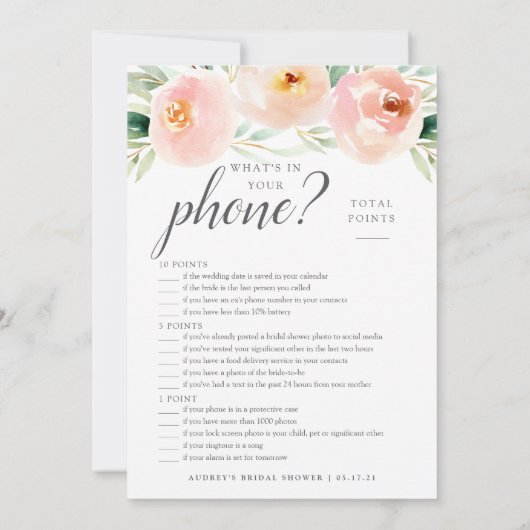 Airy Floral Double Sided Vrijgezellenfeest Game Kaart (Achterkant)