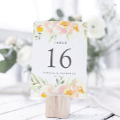 Airy Floral Personalized Table Number Kaart