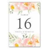 Airy Floral Personalized Table Number Kaart (Voorkant)