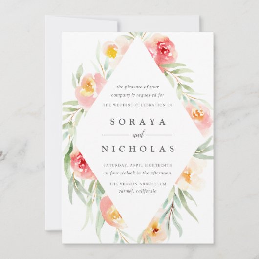 Airy Floral | Uitnodiging tot weddenschappen (Voorkant)