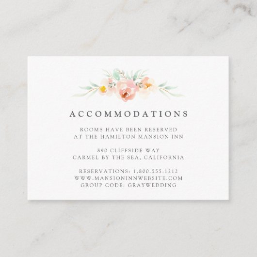 Airy Floral Wedding Hotel Accommodatie Kaarten (Voorkant)