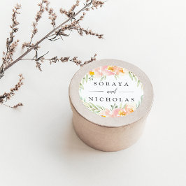 Airy Floral Wreath Wedding Ronde Sticker