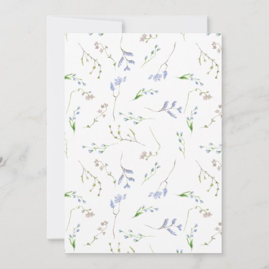 Airy French Blue Floral Pill Lijst Wedding Kaart (Achterkant)