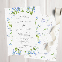 Airy French Blue Floral Pill Lijst Wedding Kaart