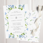 Airy French Blue Floral Pill Lijst Wedding Kaart