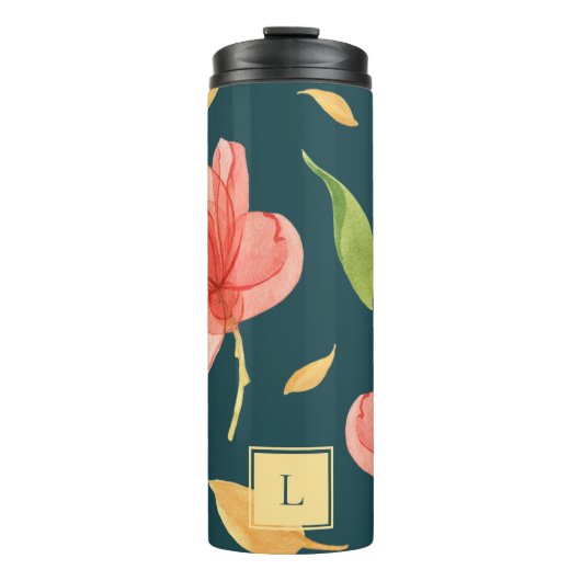 Airy Garden Floral Monogram Thermal Tumbler Thermosbeker (Voorkant)