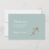 Airy Green Minimalist Photo Hand Press Floral Bedankkaart (Voorkant)