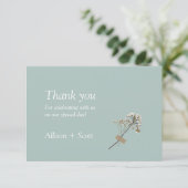 Airy Green Minimalist Photo Hand Press Floral Bedankkaart (Staand voorkant)