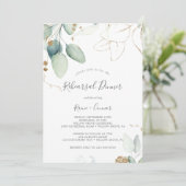 Airy Greenery and Gold Leaf Rehearsal Dinner Kaart (Staand voorkant)