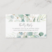 Airy Greenery and Gold Leaf Wedding Website RSVP Informatiekaartje (Voorkant)