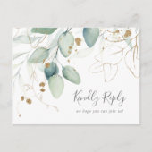 Airy Greenery and Gold Menu Choice RSVP Briefkaart (Voorkant)