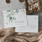 Airy Greenery and Gold Menu Choice RSVP Briefkaart