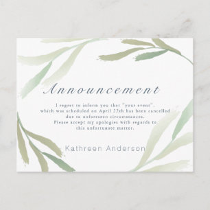 Airy Greenery Annuleringsaankondiging Briefkaart