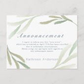 Airy Greenery Annuleringsaankondiging Briefkaart (Voorkant)