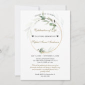 Airy Greenery Celebration of Life Funeral Memorial Kaart (Voorkant)