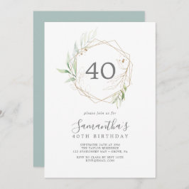Airy Greenery en Gold Leaf 40th Birthday Kaart