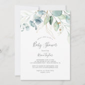 Airy Greenery en Gold Leaf Baby shower Kaart (Voorkant)