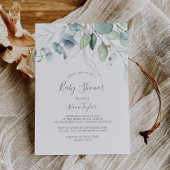 Airy Greenery en Gold Leaf Baby shower Kaart