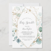 Airy Greenery en Gold Leaf Baby Sprinkle Kaart (Voorkant)