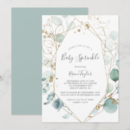 Airy Greenery en Gold Leaf Baby Sprinkle Kaart