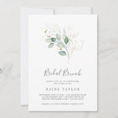 Airy Greenery en Gold Leaf Bridal Brunch Kaart (Voorkant)