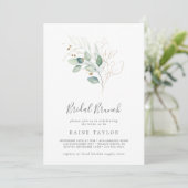 Airy Greenery en Gold Leaf Bridal Brunch Kaart (Staand voorkant)