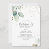 Airy Greenery en Gold Leaf Bridesmaids Luncheon Kaart (Voorkant)