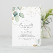 Airy Greenery en Gold Leaf Bridesmaids Luncheon Kaart (Staand voorkant)