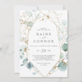 Airy Greenery en Gold Leaf Casual Wedding Kaart (Voorkant)