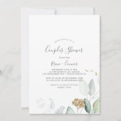 Airy Greenery en Gold Leaf Couples Shower Kaart (Voorkant)