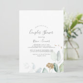 Airy Greenery en Gold Leaf Couples Shower Kaart (Staand voorkant)