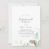 Airy Greenery en Gold Leaf Engagement Party Kaart (Voorkant)